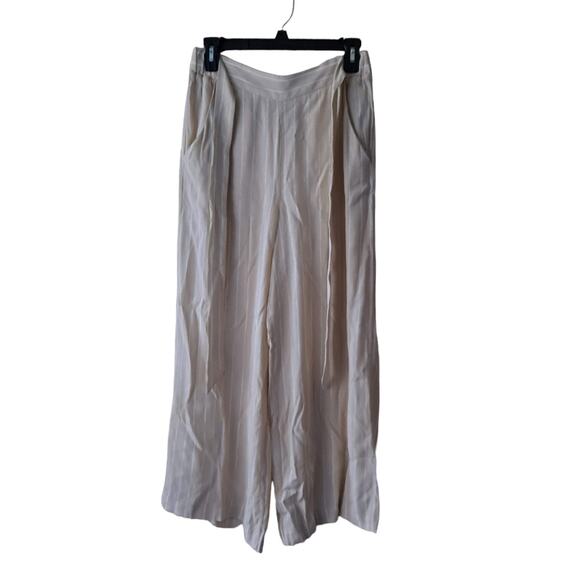 Wilfred Faun Pants High Waist Wide Leg Crop Cream White Striped Womens Medium - Picture 5 of 16